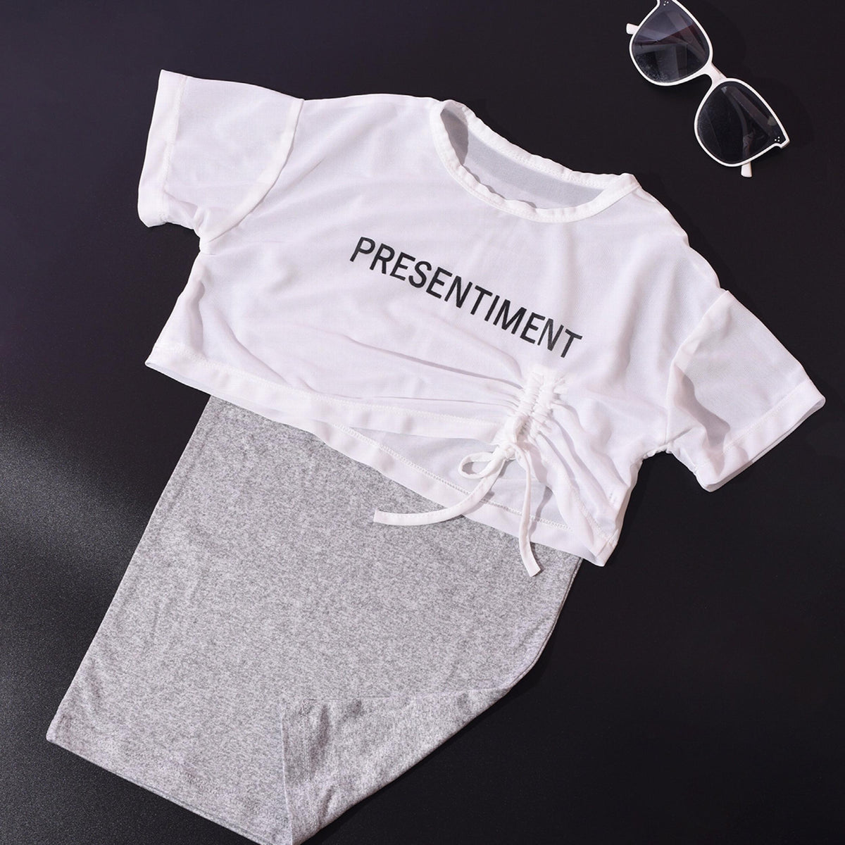 Girls Drawstring Cover Up T Shirt And Tank Dress Set
