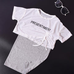 Girls Drawstring Cover Up T Shirt And Tank Dress Set