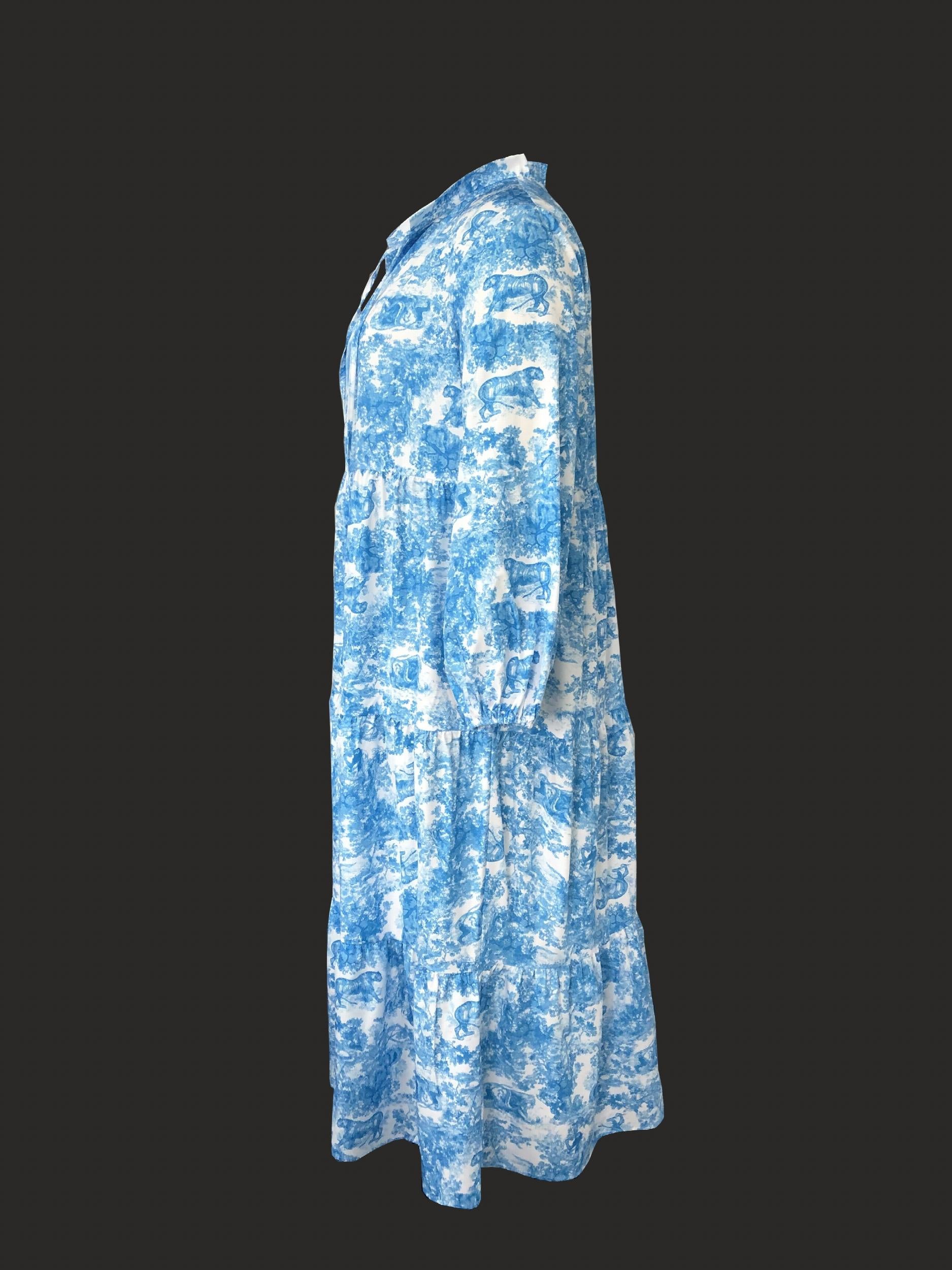  Allover Print Tie Front Maxi Dress