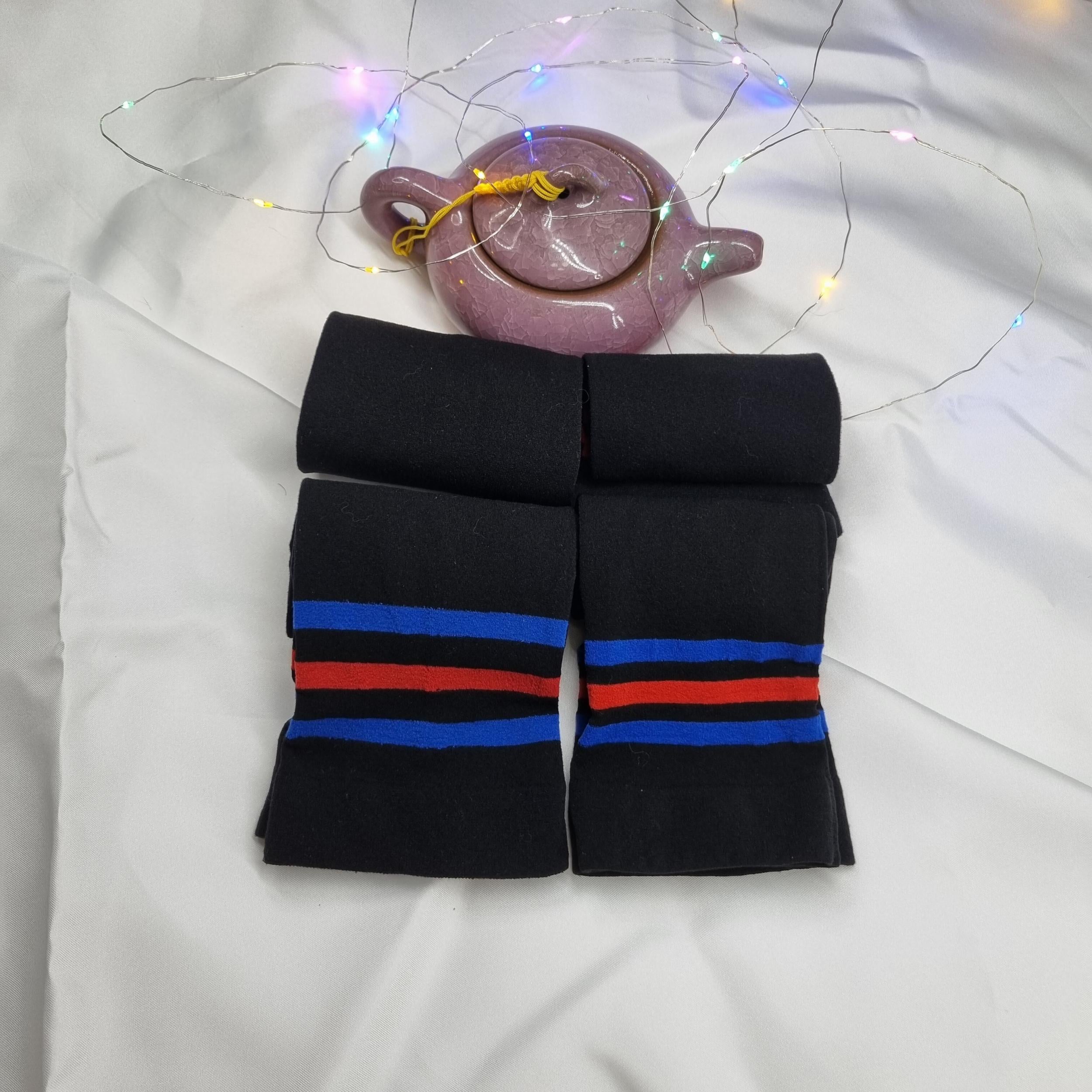 4 Pairs Striped Thigh High Socks Women's Stockings