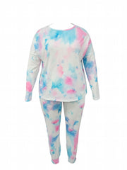 Women's Plus Tie Dye Long Sleeve Tee & Joggers Set