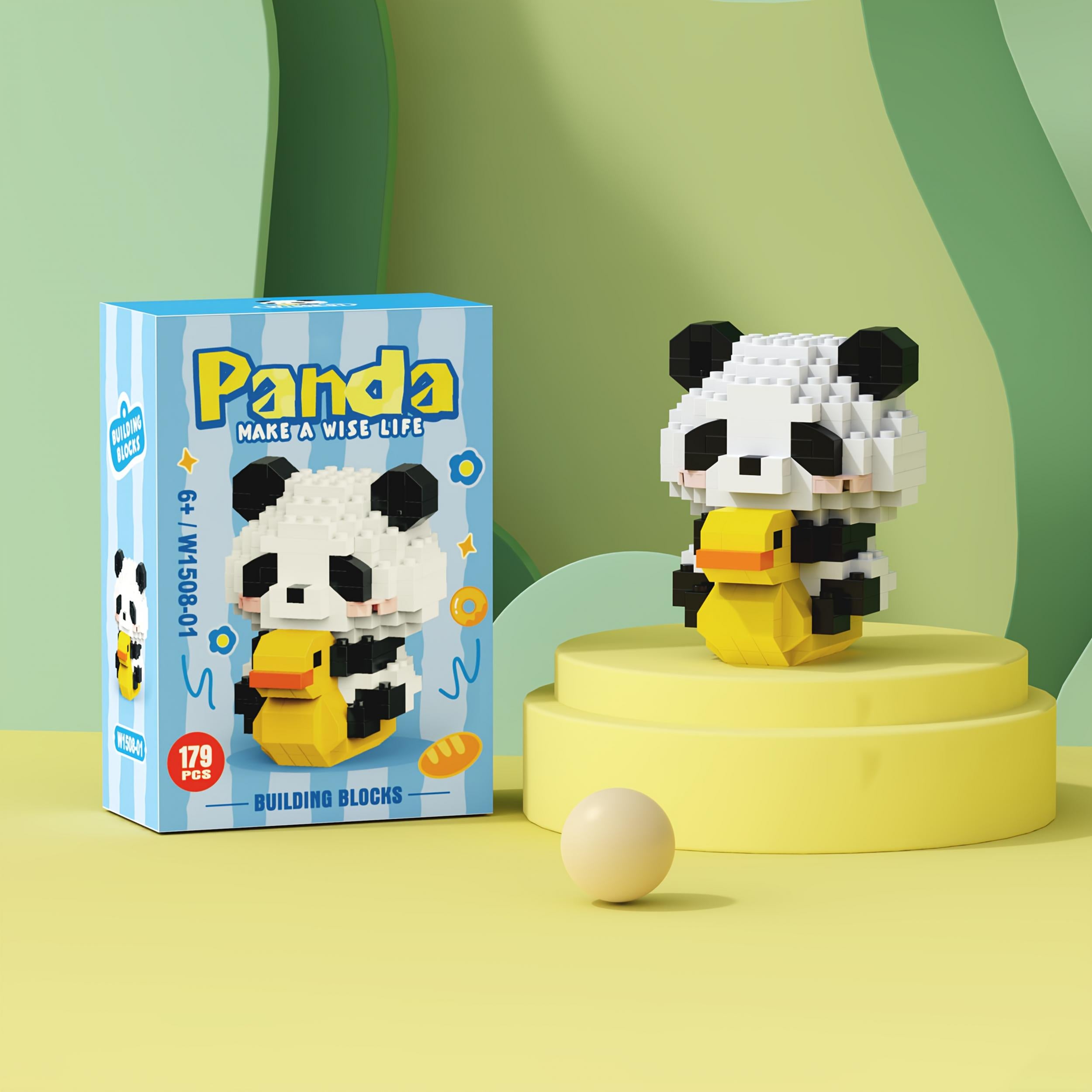 Panda Building Blocks Desk Decor Animal Theme ABS Material Gift for Kids