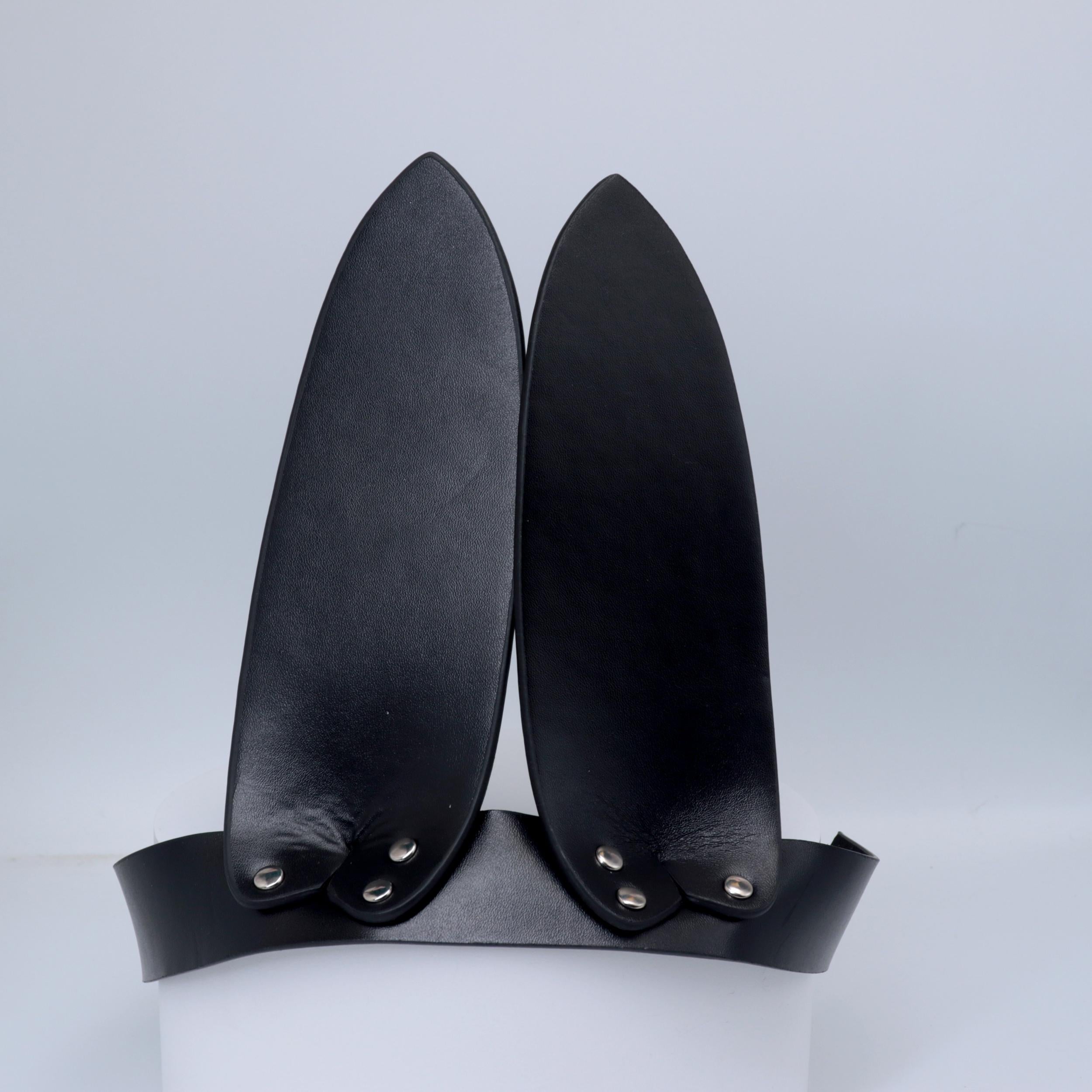 Punk Rabbit Ear Headgears Leather Head Cover Mask Cosplay Costume Accessory