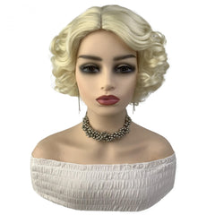 Short Blonde Curly Wig for Halloween Cosplay 20-32cm