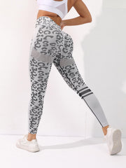 Leopard Pattern Yoga Leggings High Rise Stretchy Workout Pants