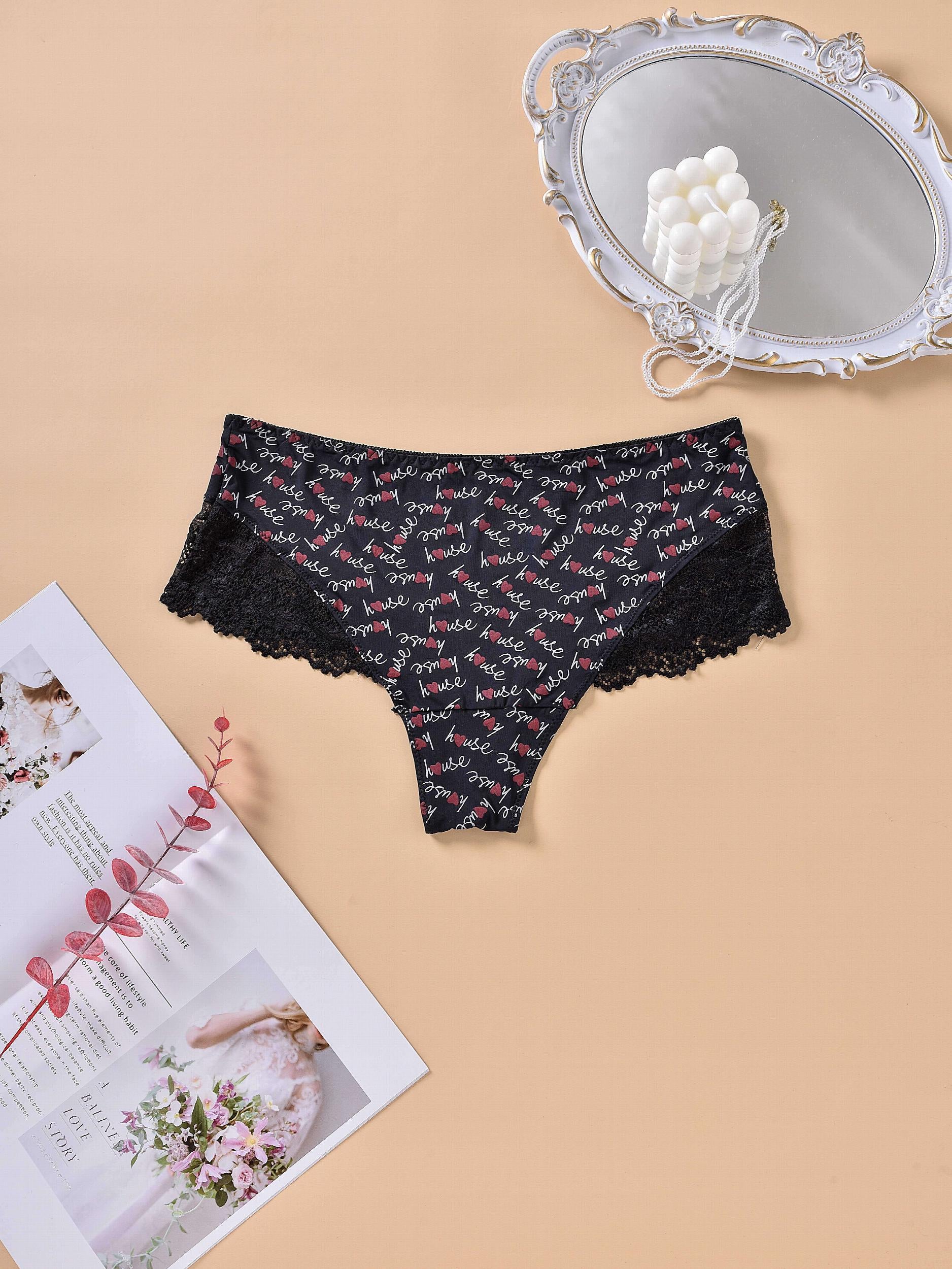  High Rise Heart & Letter Print Brief