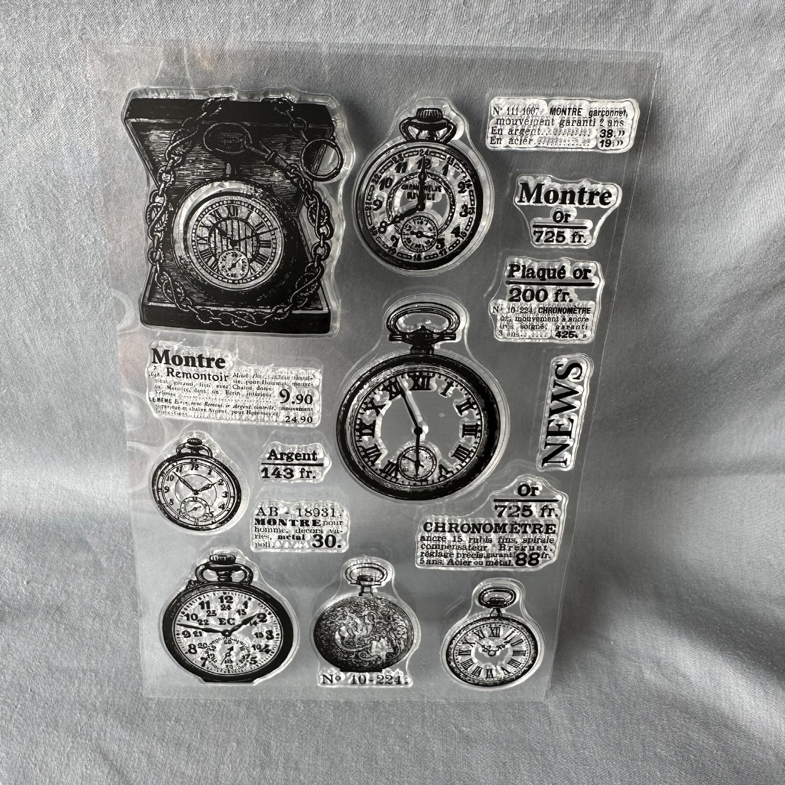Retro Clock Series Stamp Flower Silicone Stamp
