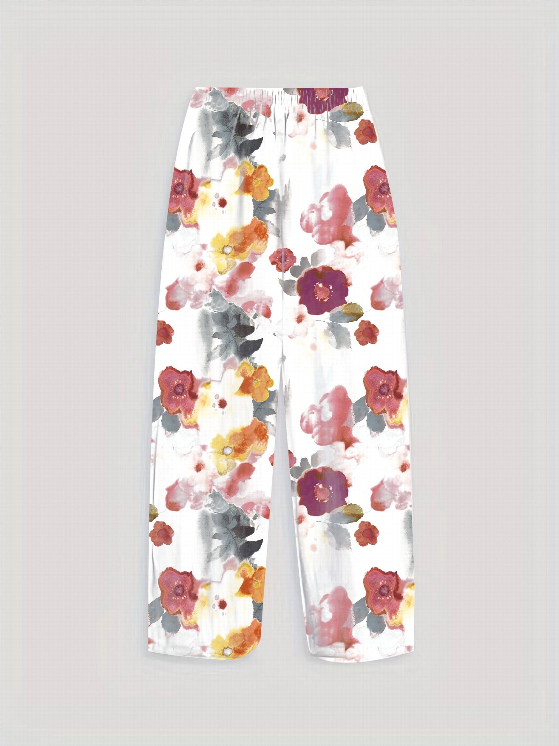 Graphic Print Dual Pockets Loose Pants Casual Comfy Pants