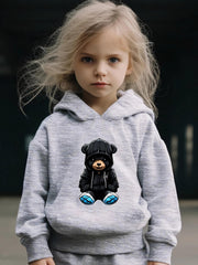 Bear Print 2pcs Girls Outfits For Sports Spring Fall Outdoor Gift