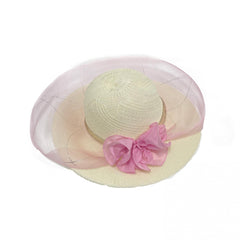 Wide Brim Mesh Veil Flower Sun Hat Straw Hat