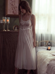 Seductive Lace Cami Long Dress Set with Matching Panty