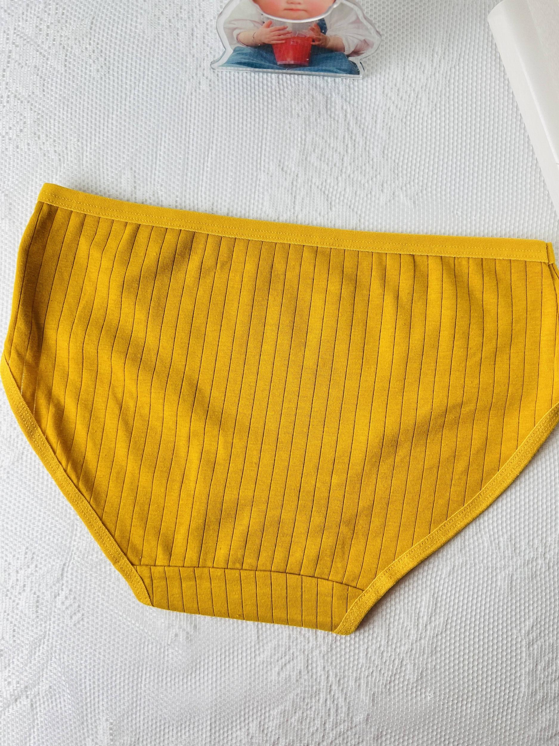 5 Pack Plus Size Ribbed Knit Panties Set Women's Solid Mid Waisted Breathable