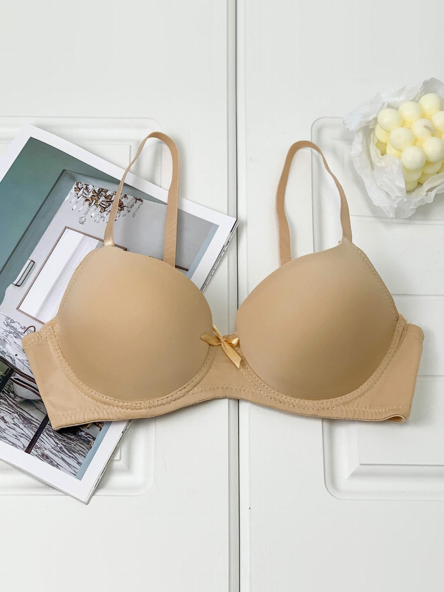 Glossy Thick Cup Bras & Bow T Shirt Bra Lingerie