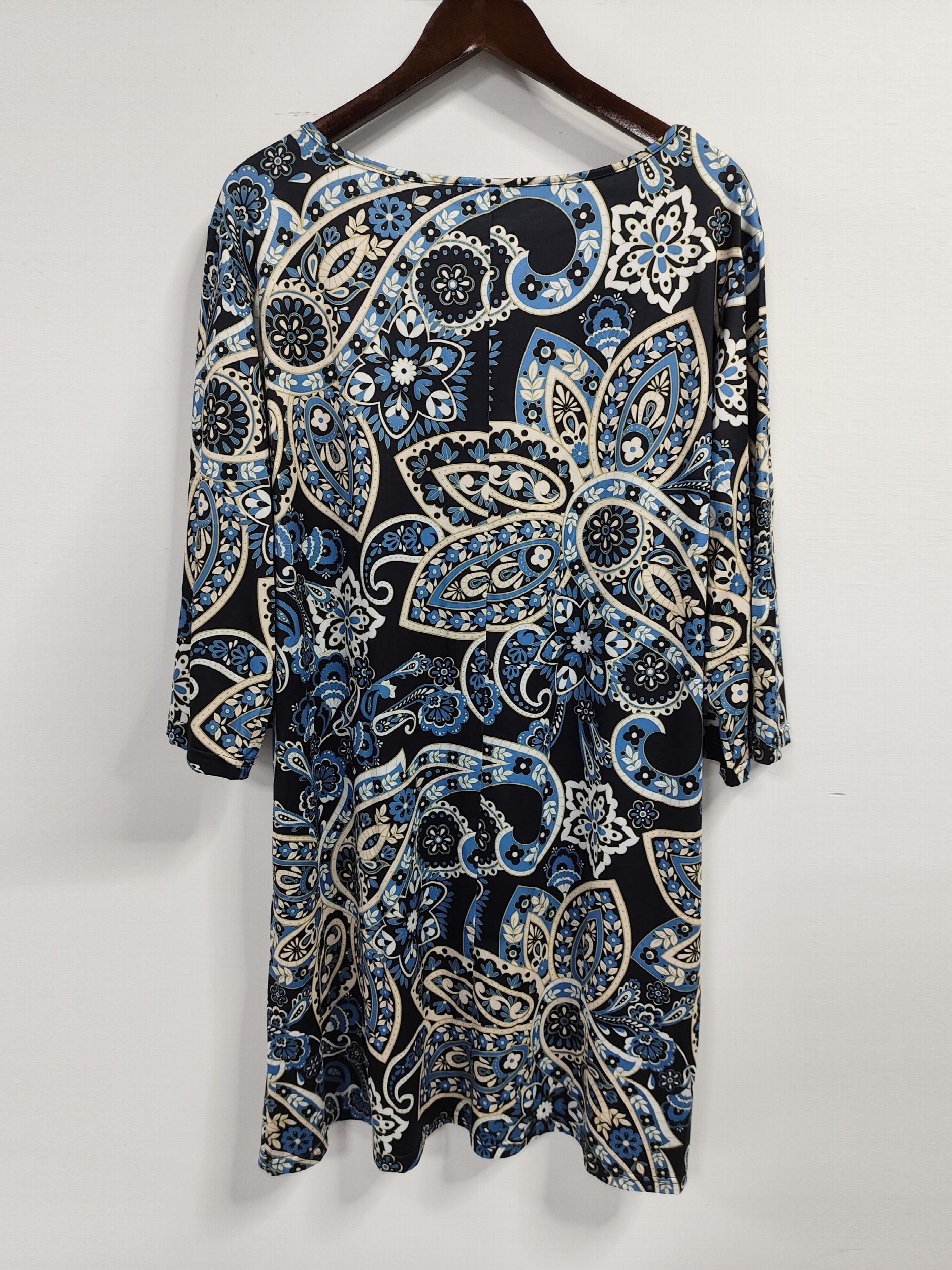  Boho Dress Women's Plus Paisley Print Three Quarter Sleeve