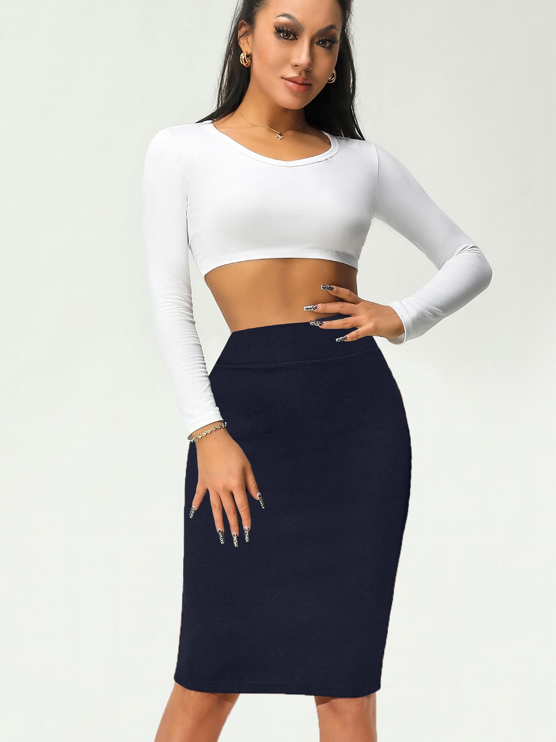 Solid Bag Hip Skirts High Waist Pencil Skirts Women's Clothing