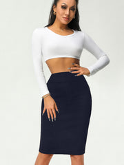Solid Bag Hip Skirts High Waist Pencil Skirts Women's Clothing