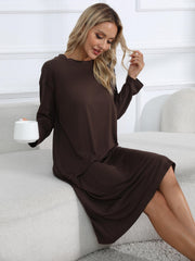  Basic Loungewear Dress Women's Plus Solid Long Sleeve