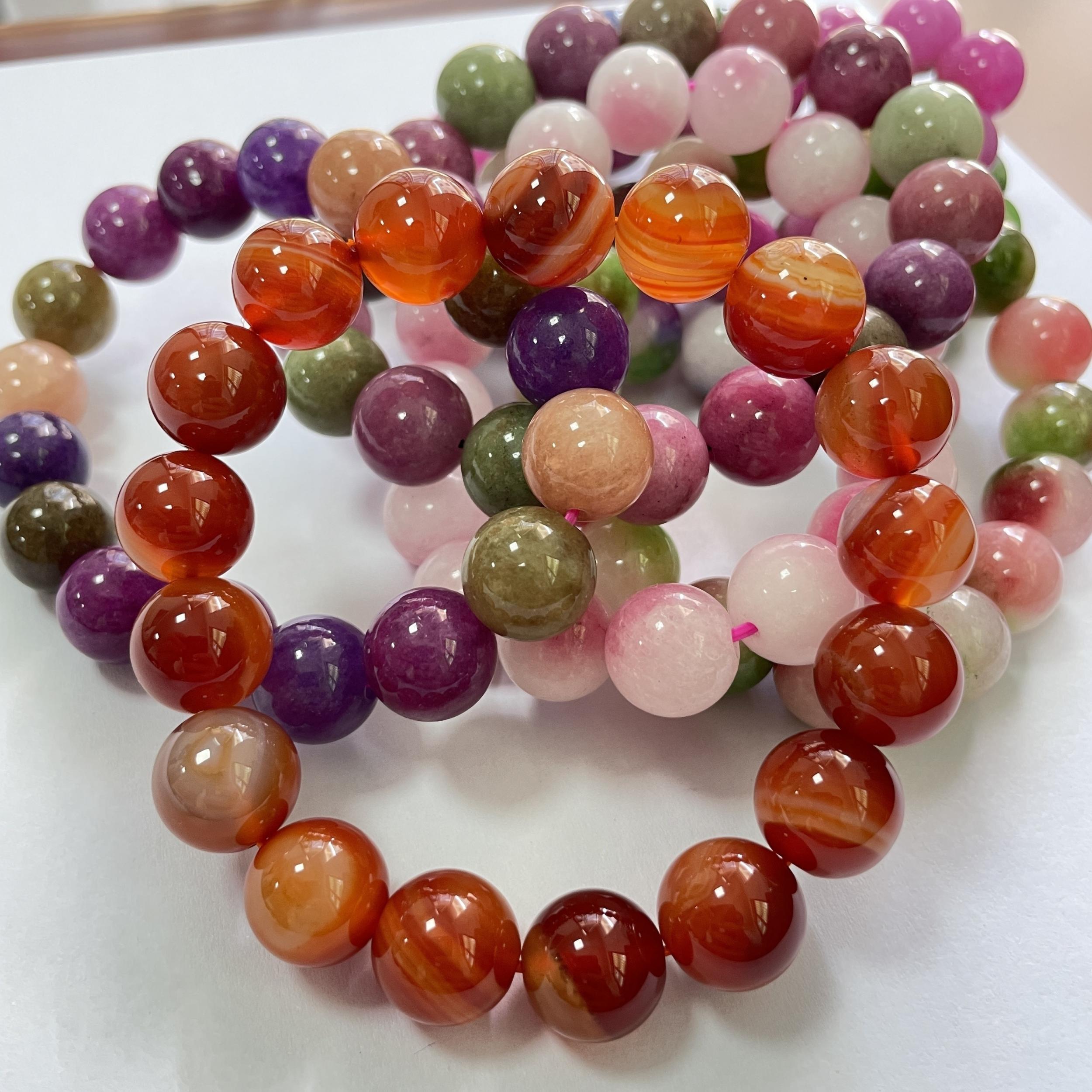 12MM Colorful Tourmaline Plum Blossom Jade Crystal Beads