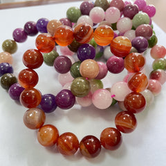 12MM Colorful Tourmaline Plum Blossom Jade Crystal Beads