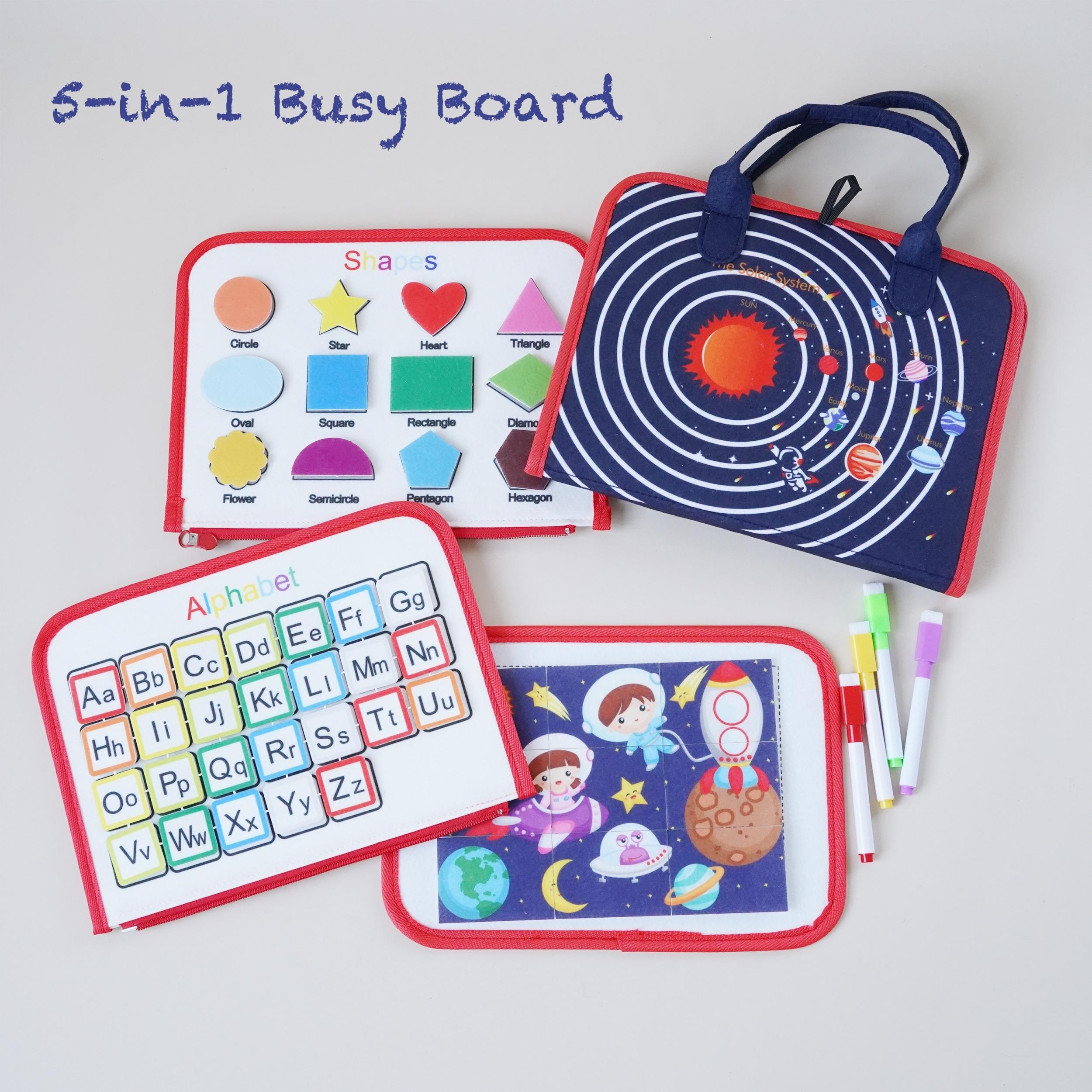 Montessori Busy Board Sensory Toys 5-in-1 for Toddlers 1-3 Yrs