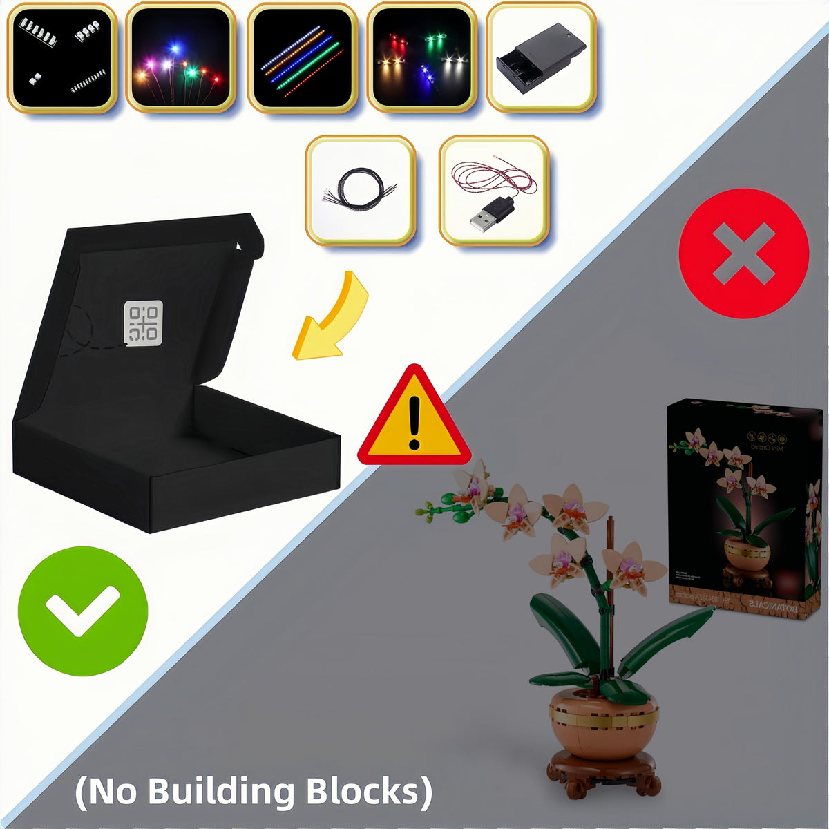 Mini Led Lights for 10343 Orchid Light Building Blocks, No Batteries