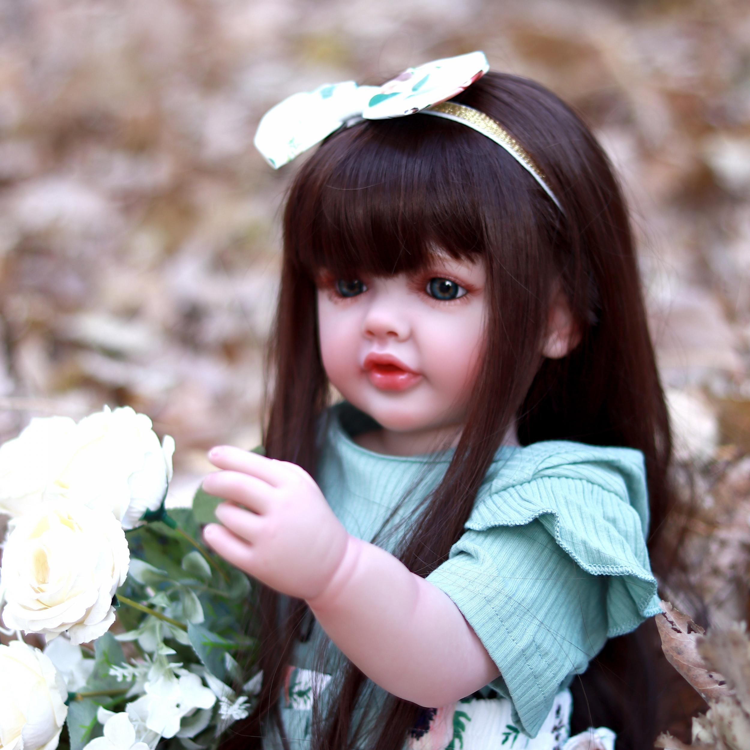 22in Realistic Full Body Silicone Long Hair Reborn Doll