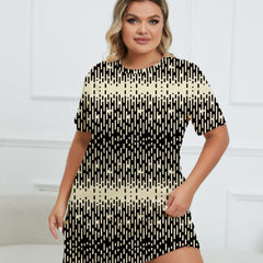  Striped Round Neck Short Sleeve Loungewear Dress