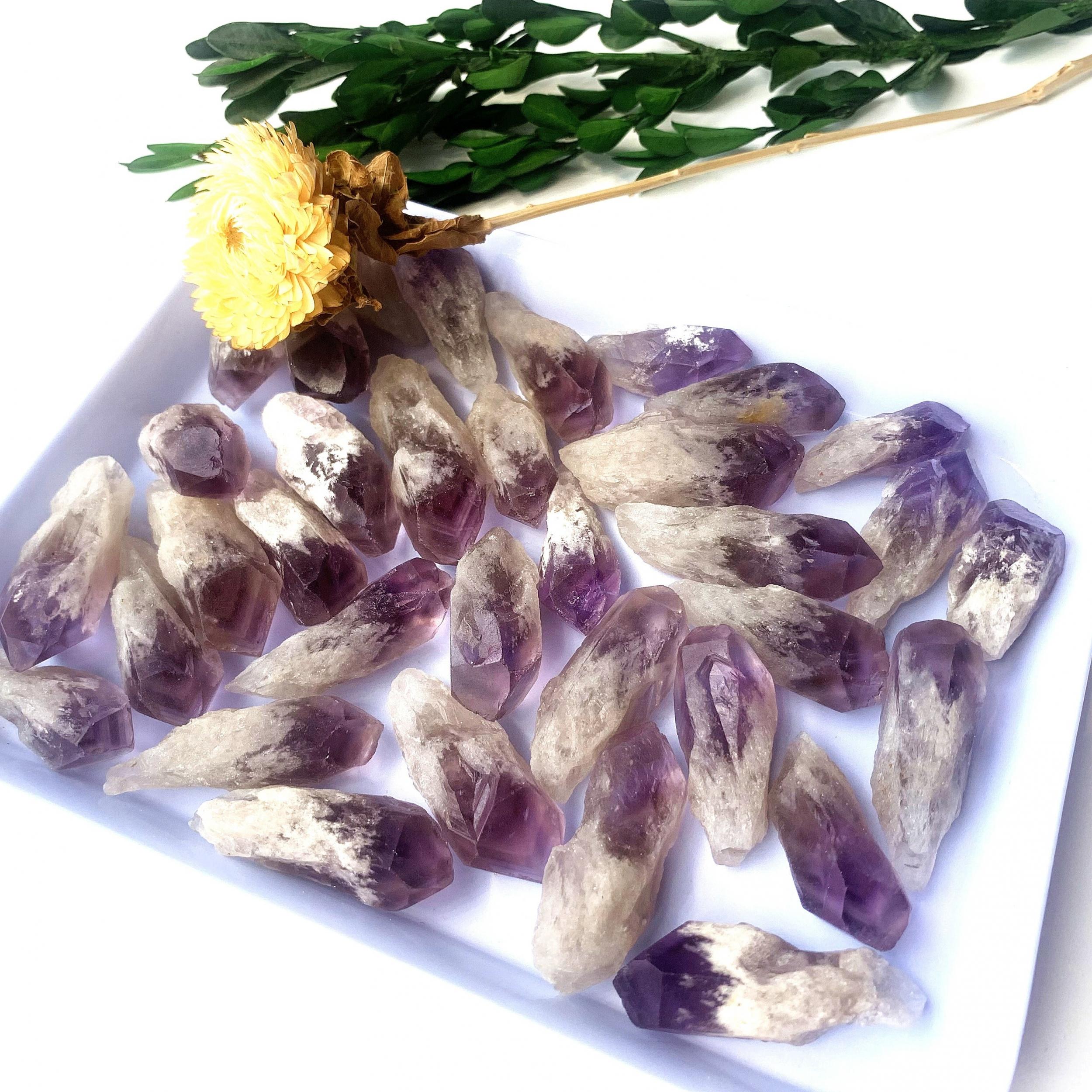 5pcs Natural Amethyst Raw Stone Crystal Rough Points Bulk Gemstone Reiki Healing