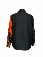  Colorblock Cat Print Long Sleeve Blouse