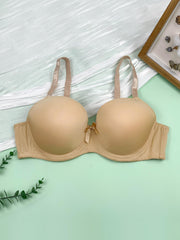  Solid Bow Knot Underwire Back Closure Bra