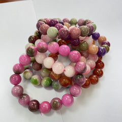 12MM Colorful Tourmaline Plum Blossom Jade Crystal Beads
