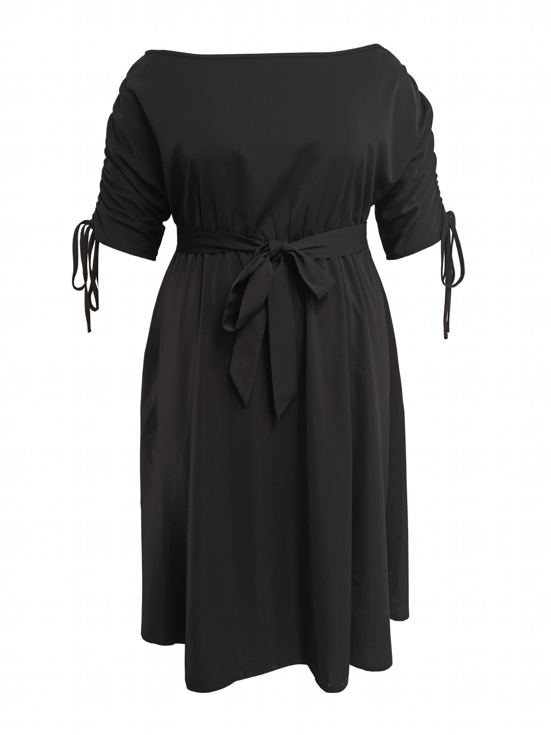  Casual Dress Women's One Shoulder Midi Dress With Belt