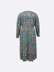  Floral Print Long Sleeve Dress With Pockets