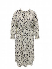  Leopard Print Maxi Dress with Flounce Sleeves