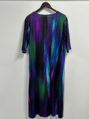  Casual Dress Women's Plus Print Button Decor Short Sleeve Dress