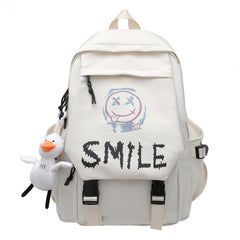 Graffiti Flap Laptop Backpack Buckle Decor Student Schoolbag