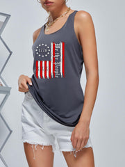 American Flag Graphic Sports Tank Top Women's Summer Tops