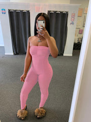 Ruched Tube Jumpsuit Sexy Solid Bodycon Summer Jumpsuit