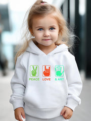 2pcs PEACE LOVE & ART Graphic Hoodies Pants Set Girls