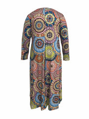  Retro Dress Women's Plus Madala Print Maxi Dress