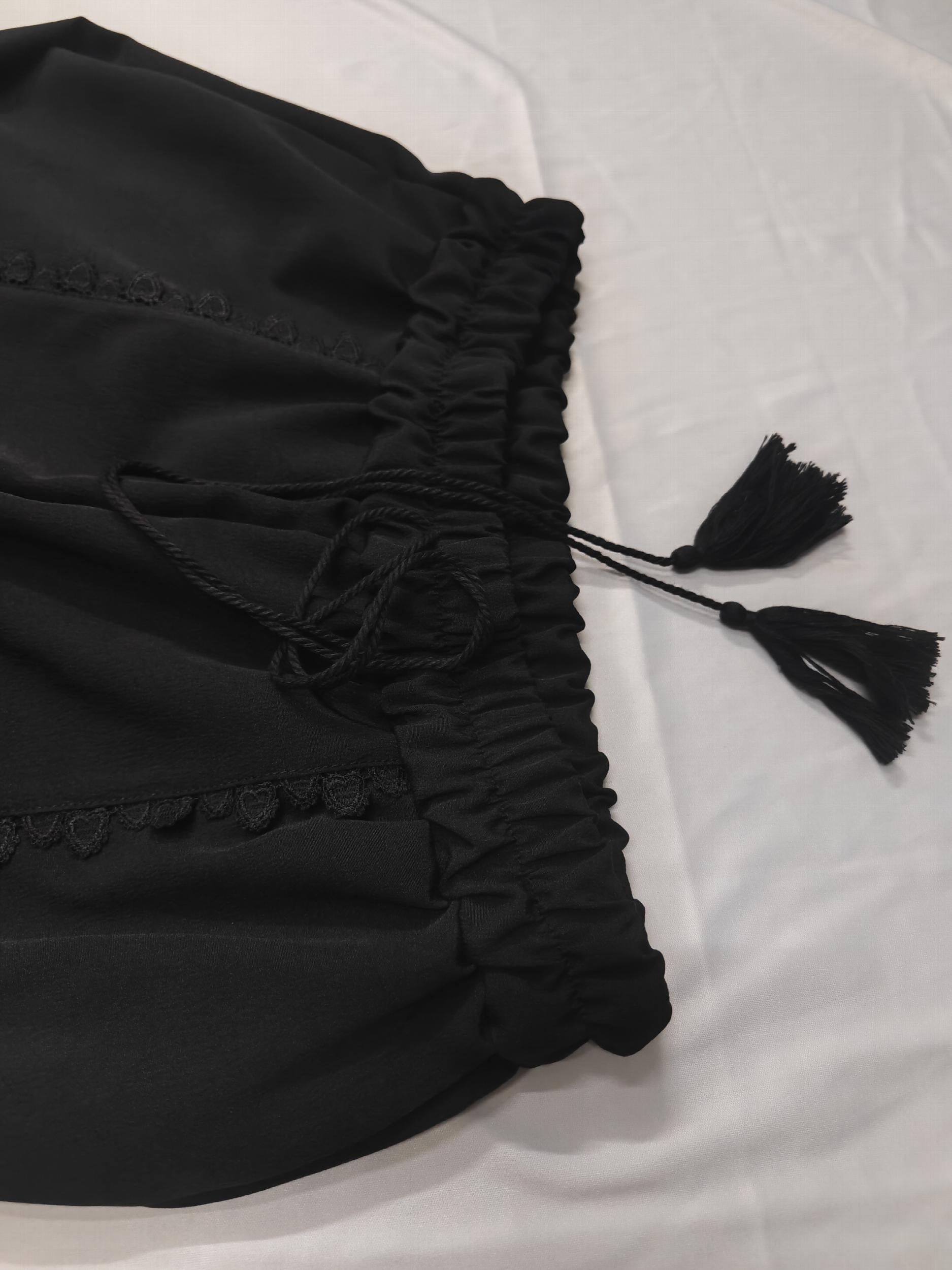  Lace Trim Wide Leg Trousers