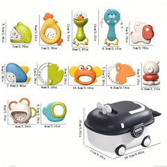 12pcs Animal Baby Bed Bell Rattle Toy - Sensory Development Toys
