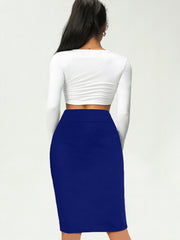 Solid Bag Hip Skirts High Waist Pencil Skirts Women's Clothing