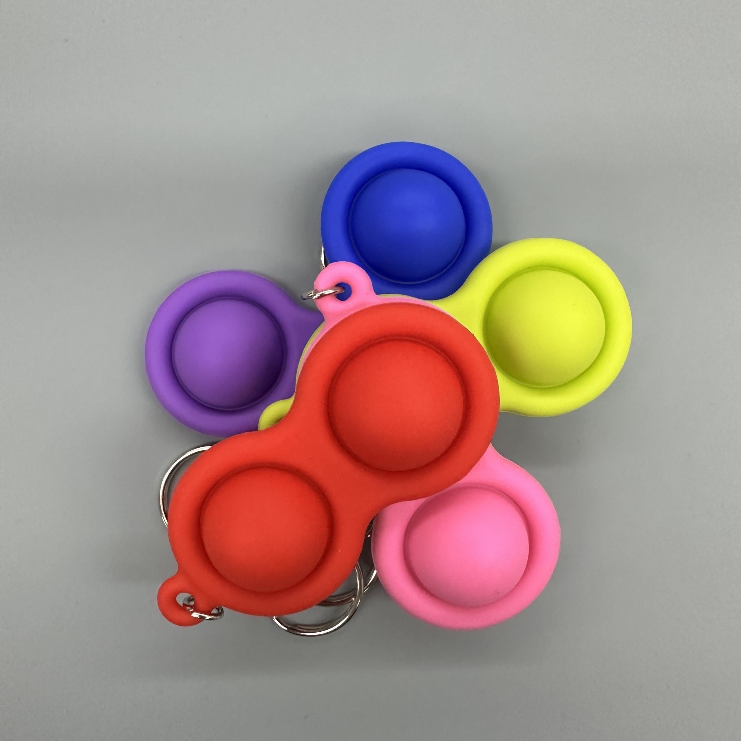 Silicone Keychain Hand Squeeze Pinch Lock Grip Sensory Double Circle Toy