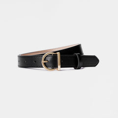 Solid Leather Belt Women's Casual Pin Half Round Buckle Belts