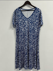  Floral Print Short Sleeve V Neck Dress