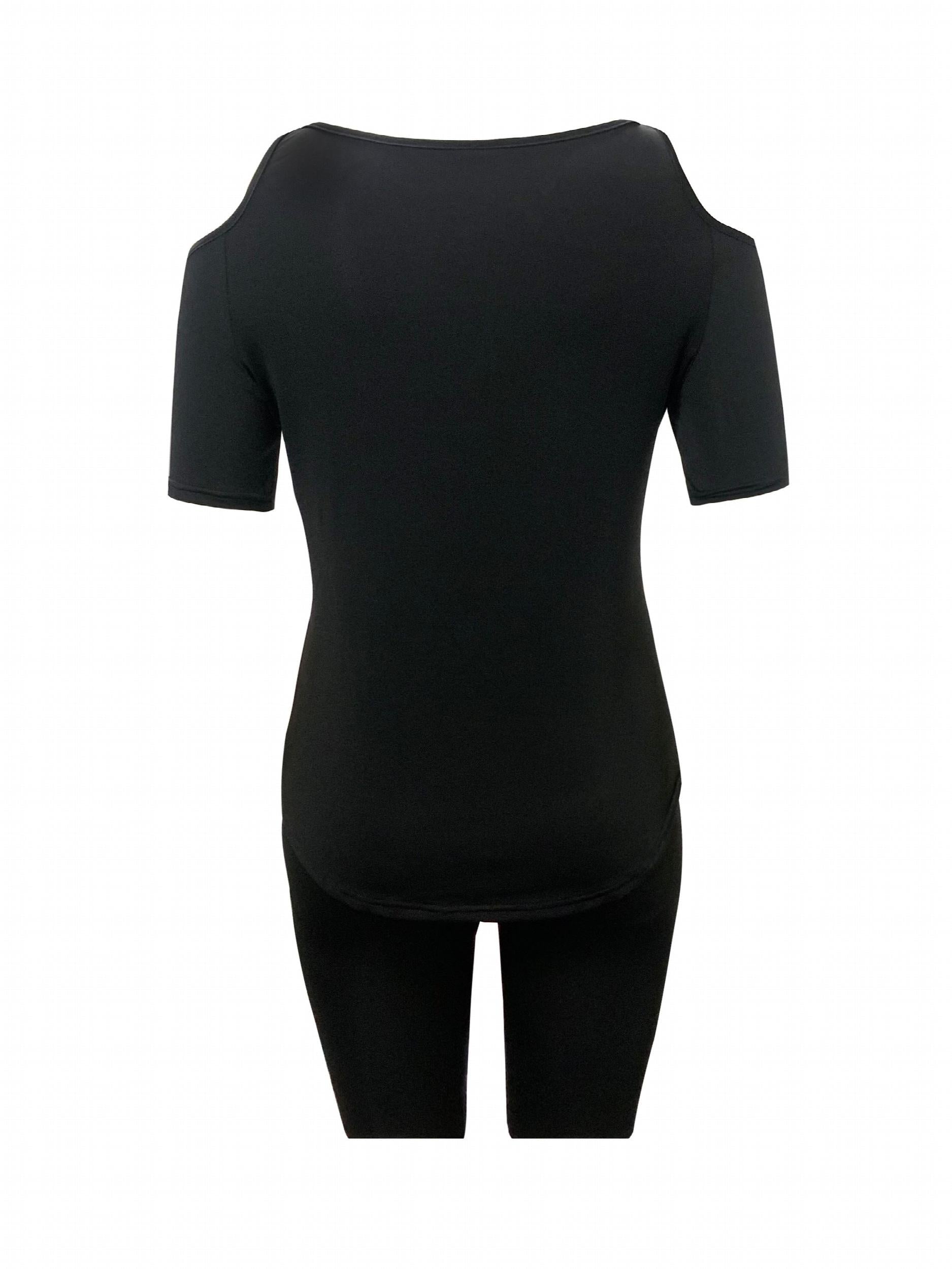 Cold Shoulder T shirt & Skinny Shorts Set for Women