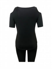 Cold Shoulder T shirt & Skinny Shorts Set for Women