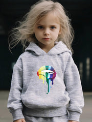 Colorful Lip Pattern Hooded Sweatshirt Girls Hoodies & Sweatpants