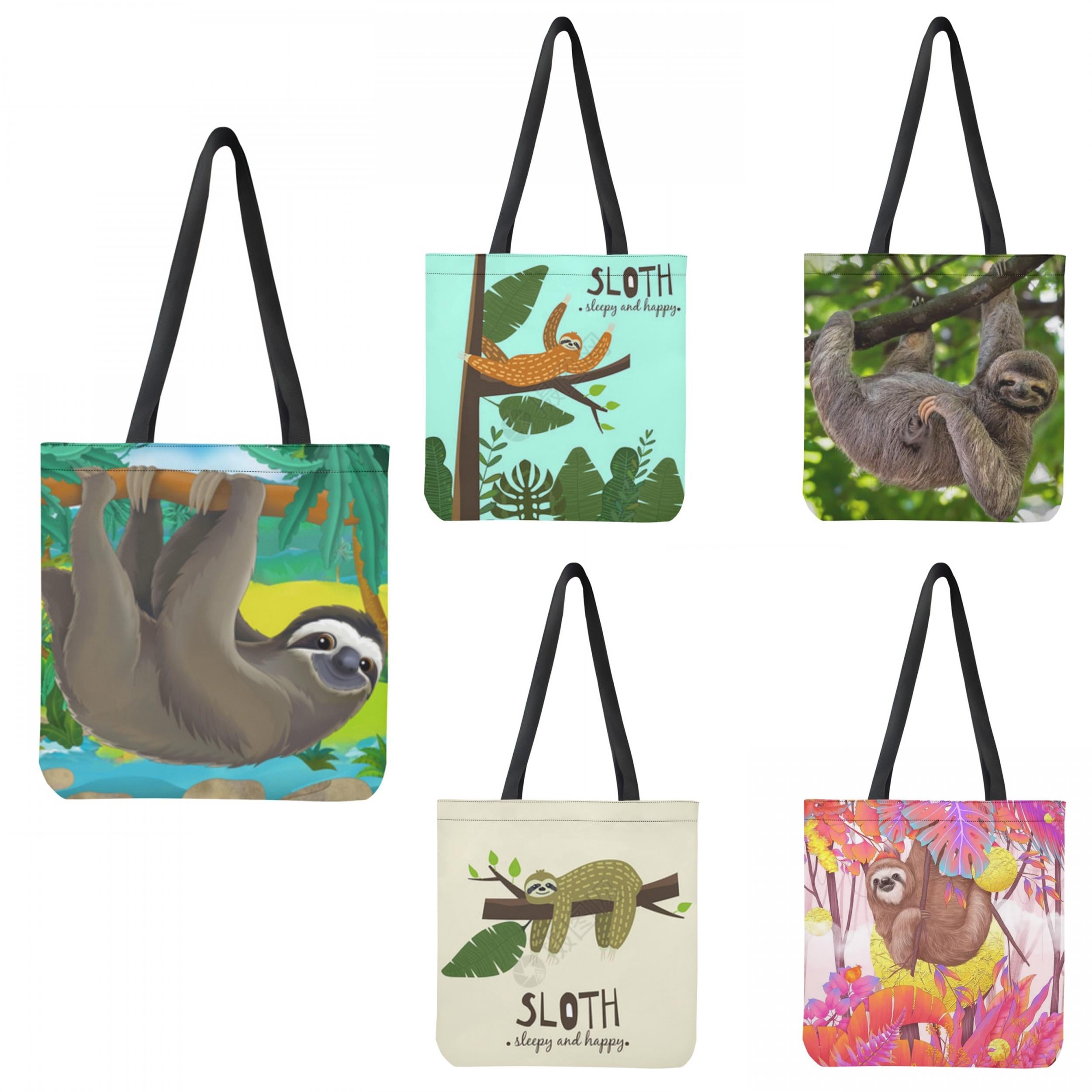 Funny Sloth Tote Bag Canvas Shoulder Handbag Large Capacity Shopping Bags